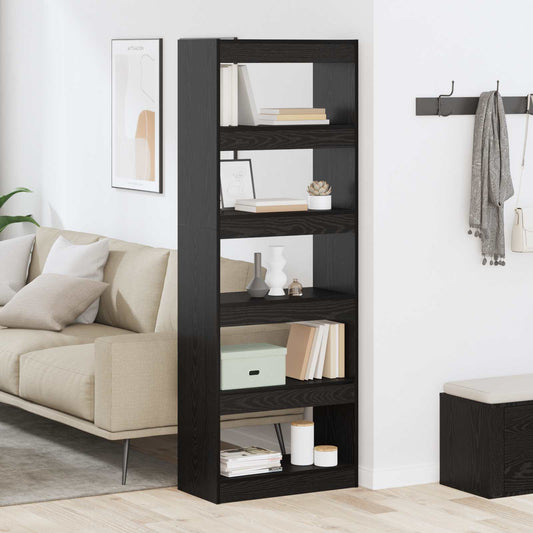 vidaXL Βιβλιοθήκη Μαύρη δρυς 60 x 30 x 166 εκ Επεξεργασμένο ξύλο