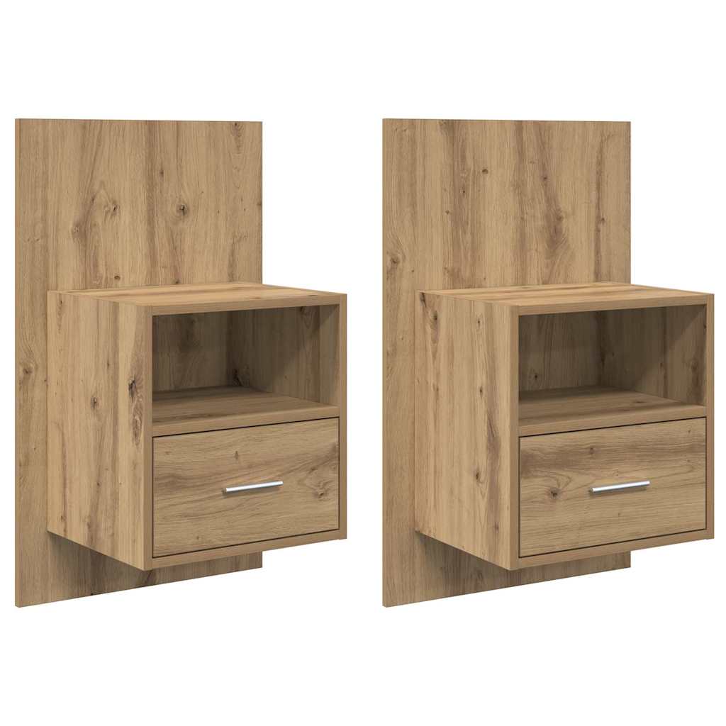 vidaXL Κομοδίνο με συρτάρι 2 pcs Artisan Oak 50 x 32.5 x 80 εκ.