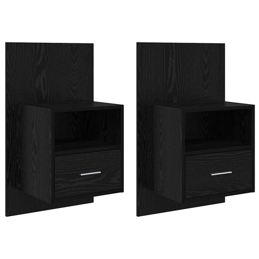 vidaXL Κομοδίνο 2 pcs Μαύρη Οξυά 50 x 32.5 x 80 εκ. Επεξεργασμένο ξύλο