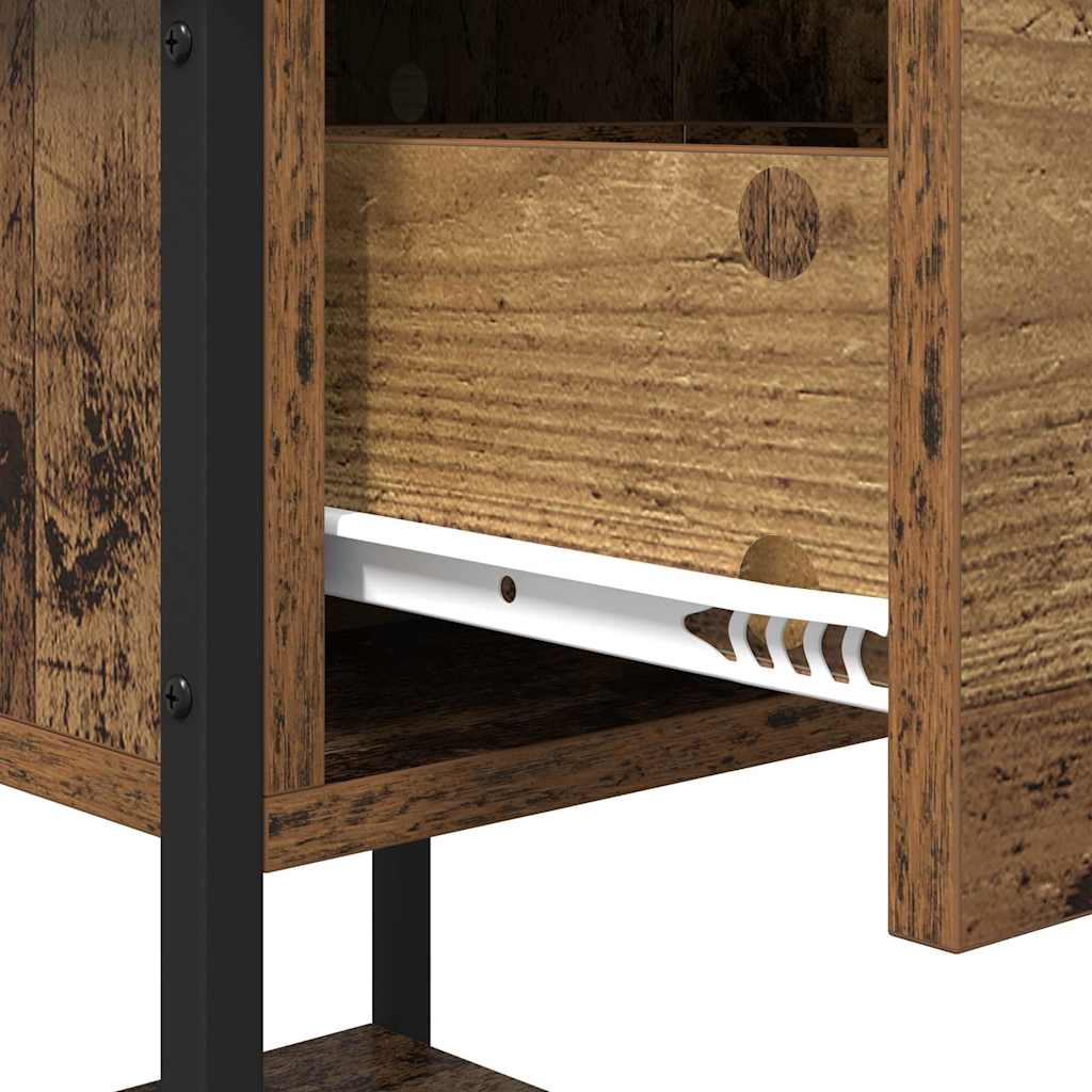 vidaXL Ντουλάπι κρεβατιού με συρτάρι 2 pcs Παλιό ξύλο 40 x 39 x 40 εκ.