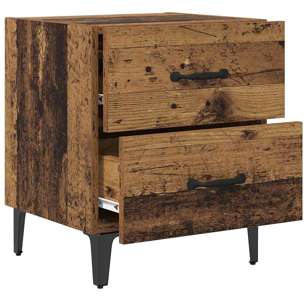 vidaXL Ντουλάπι κρεβατιού 2 pcs Παλιό ξύλο 40 x 35 x 47,5 εκ