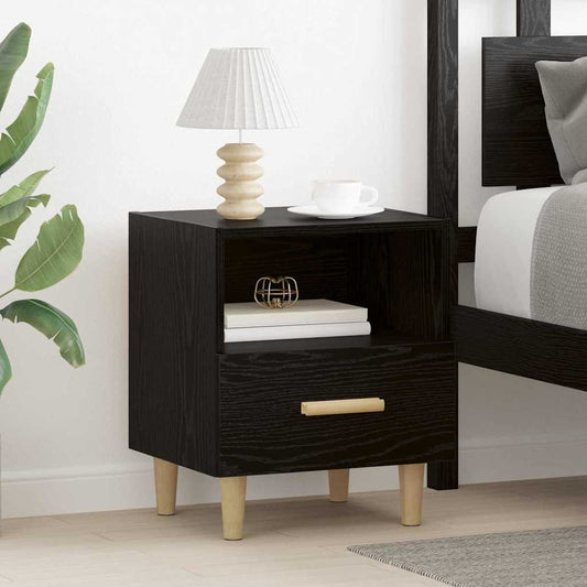 vidaXL Κομοδίνο 2 pcs Μαύρη Οξυά 40 x 35 x 47 εκ. Επεξεργασμένο ξύλο