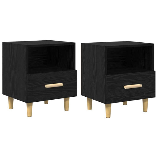 vidaXL Κομοδίνο 2 pcs Μαύρη Οξυά 40 x 35 x 47 εκ. Επεξεργασμένο ξύλο