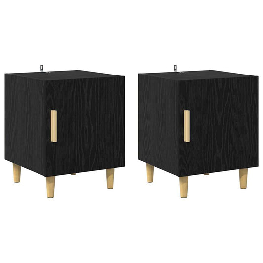 vidaXL Κομοδίνο 2 pcs Μαύρη Οξυά 40 x 40 x 50 cm Επεξεργασμένο ξύλο