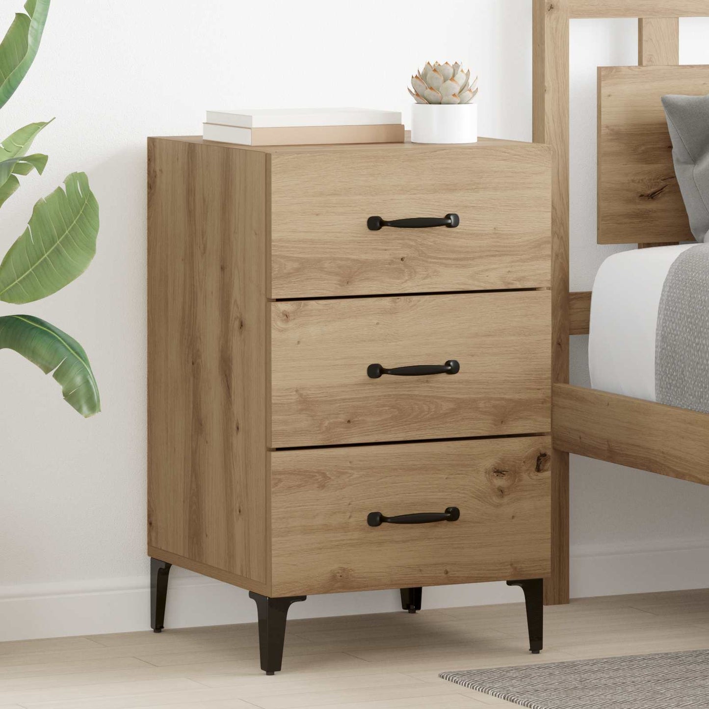vidaXL Κομοδίνο Artisan Oak 40 x 40.5 x 66 εκ Επεξεργασμένο Ξύλο