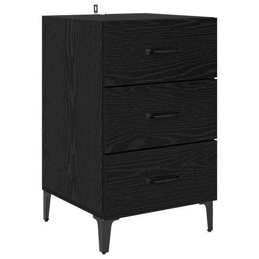 vidaXL Κομοδίνο Μαύρη Οξυά 40 x 40.5 x 66 εκ Επεξεργασμένο Ξύλο
