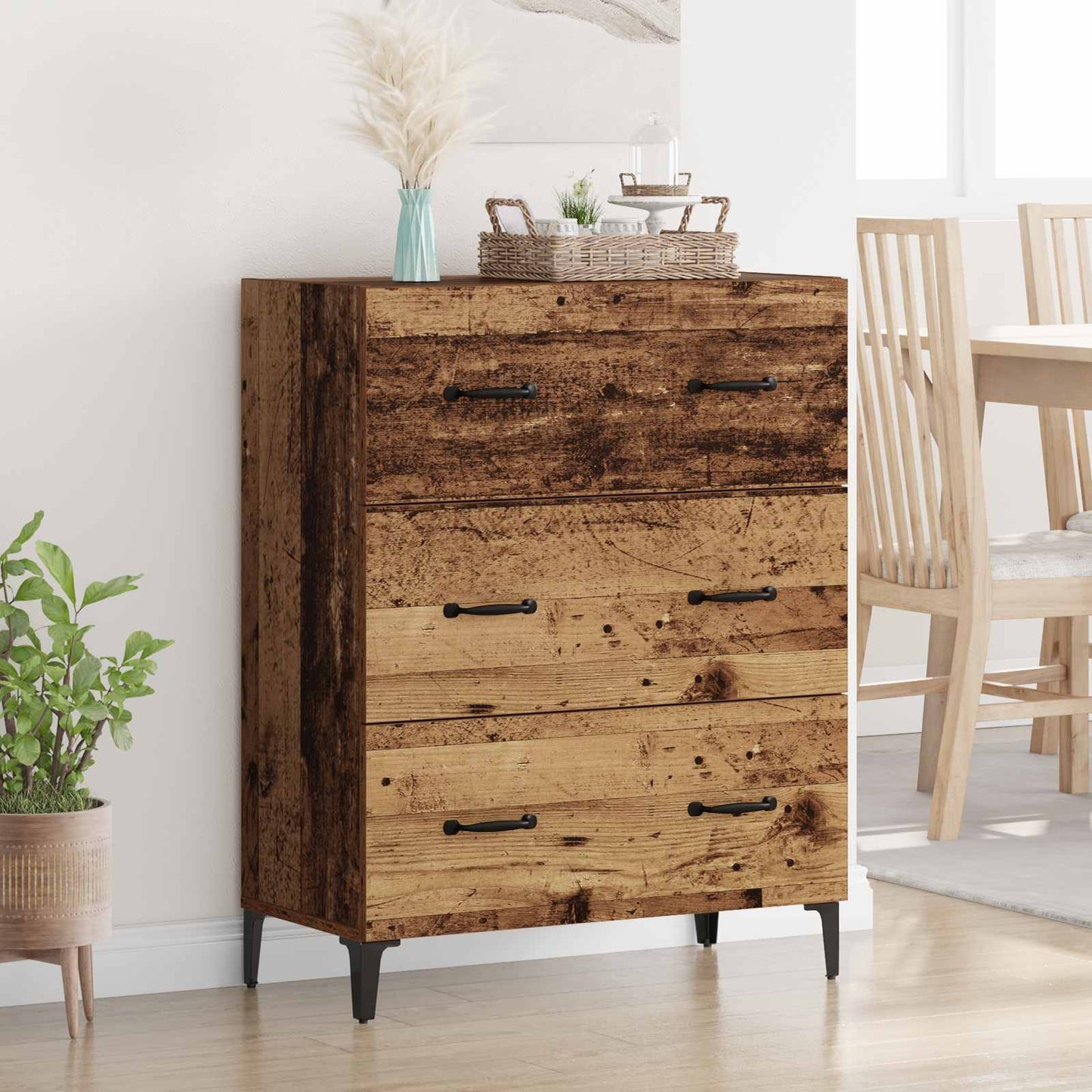 vidaXL Πλαϊνό γραφείο με συρτάρι Παλαιό ξύλο 69,5 x 34 x 90 εκ.