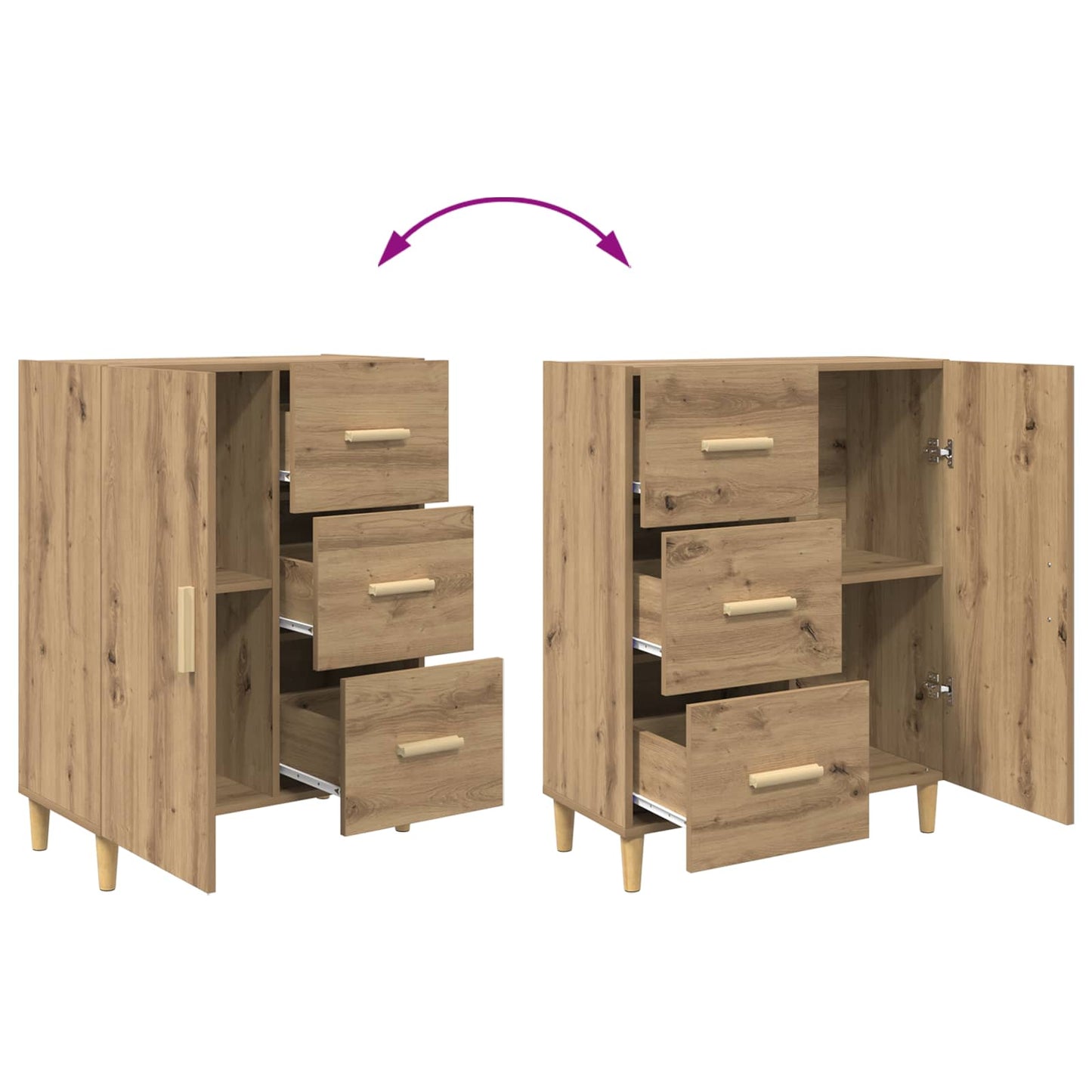 vidaXL Πλαϊνό γραφείο Artisan Oak 34 x 69.5 x 90 εκ Επεξεργασμένο ξύλο