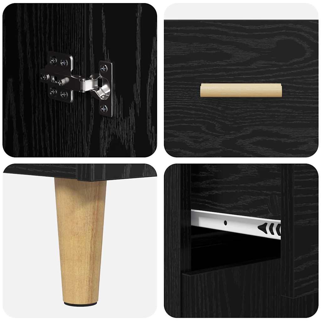 vidaXL Πλαϊνό γραφείο Μαύρη δρυς 34 x 69.5 x 89 εκ Επεξεργασμένο ξύλο