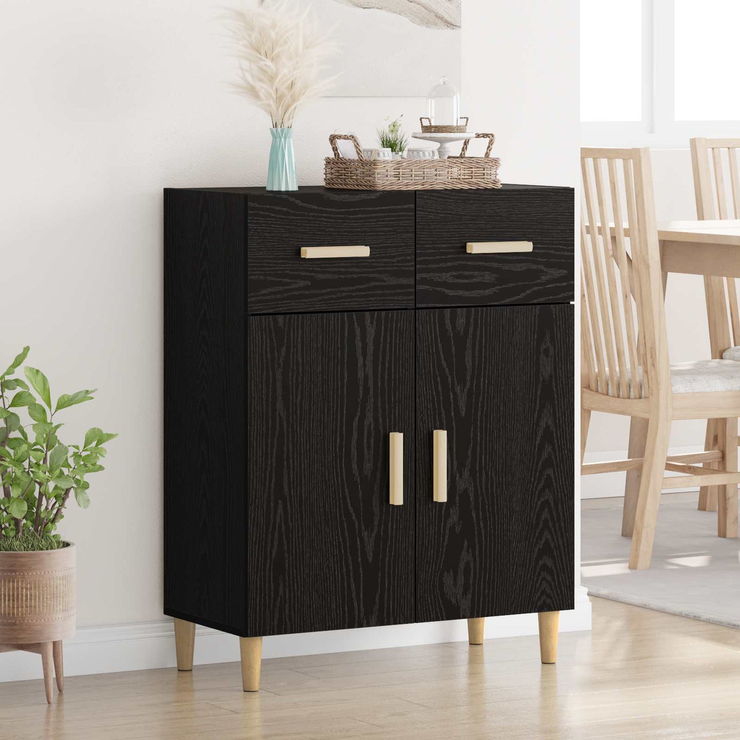 vidaXL Πλαϊνό γραφείο Μαύρη δρυς 34 x 69.5 x 89 εκ Επεξεργασμένο ξύλο