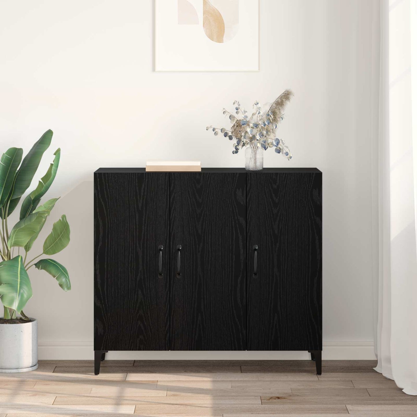 vidaXL Πλαϊνό γραφείο Μαύρη δρυς 34 x 90 x 80 εκ Επεξεργασμένο ξύλο