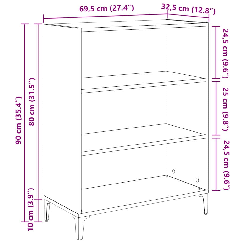 vidaXL Πλαϊνό γραφείο Παλιό ξύλο 69,5 x 32,5 x 90 εκ