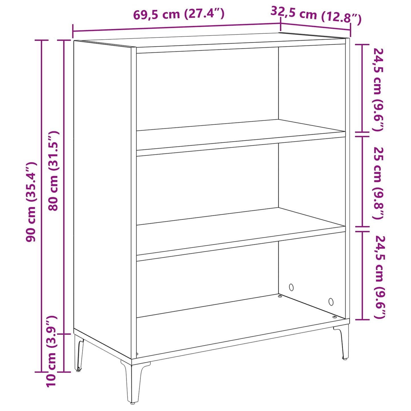 vidaXL Πλαϊνό γραφείο Artisan Oak 69,5 x 32,5 x 90 εκ