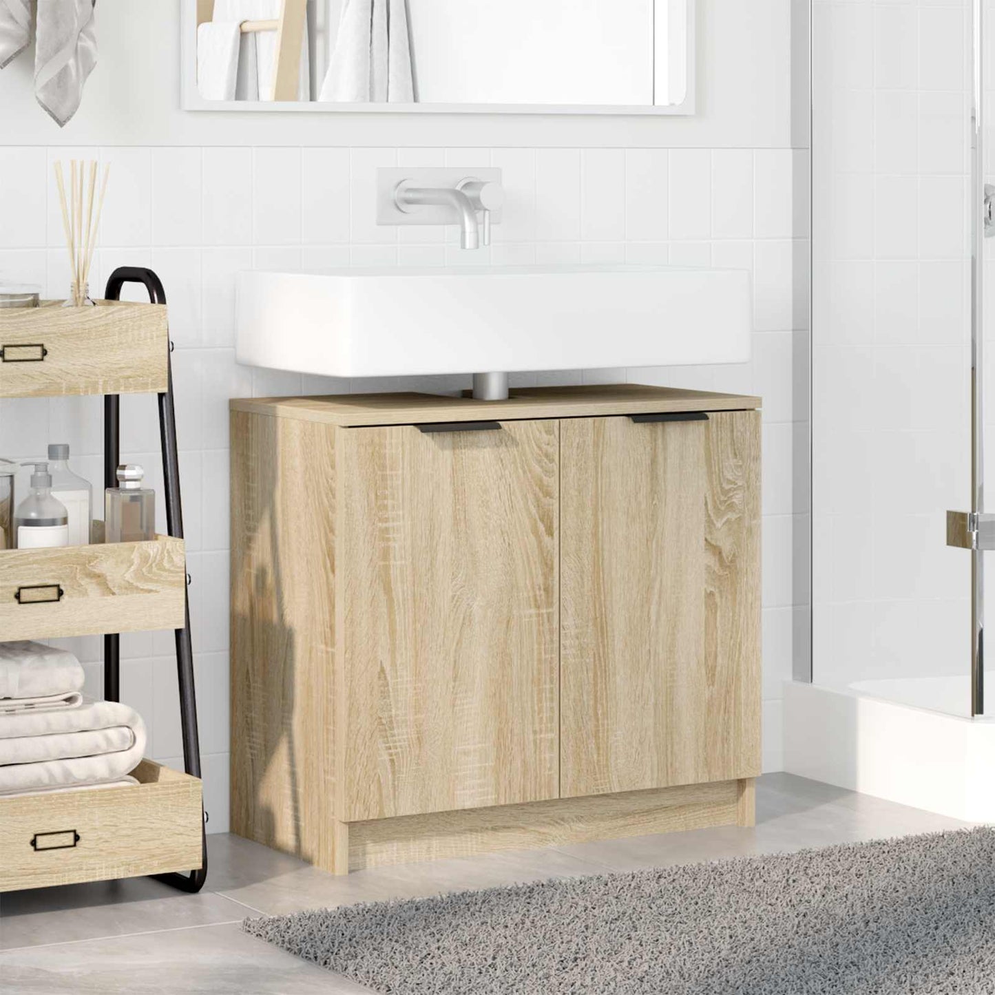 vidaXL Ντουλάπι Μπάνιου με αποθήκευση Δρύς Sonoma 64,5 x 33,5 x 59 εκ.