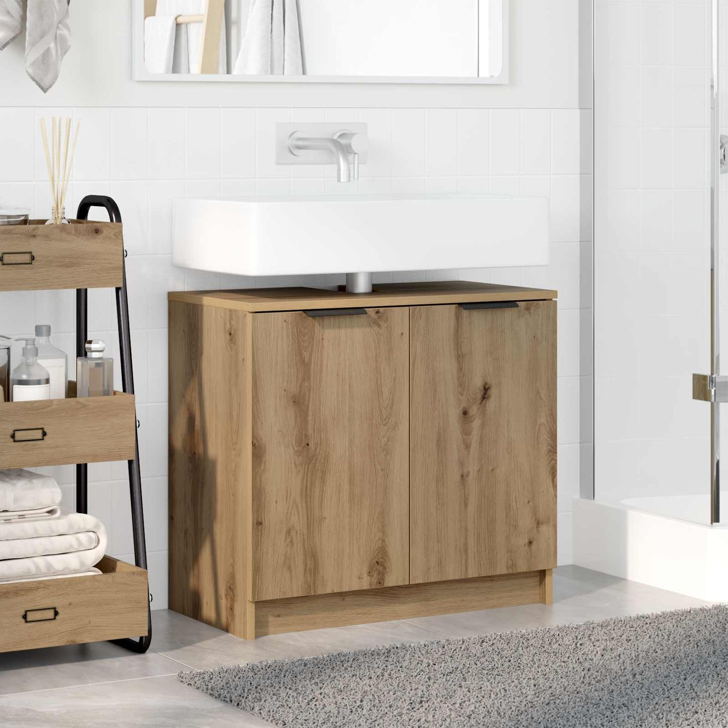 vidaXL Ντουλάπι Μπάνιου με αποθήκευση Artisan Oak 64,5 x 33,5 x 59 εκ.