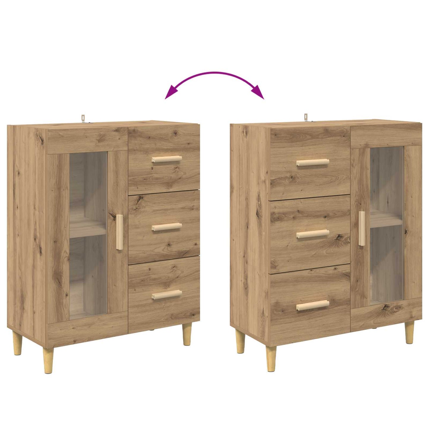 vidaXL Πλαϊνό γραφείο με συρτάρι Artisan Oak 69,5 x 34 x 90 εκ.