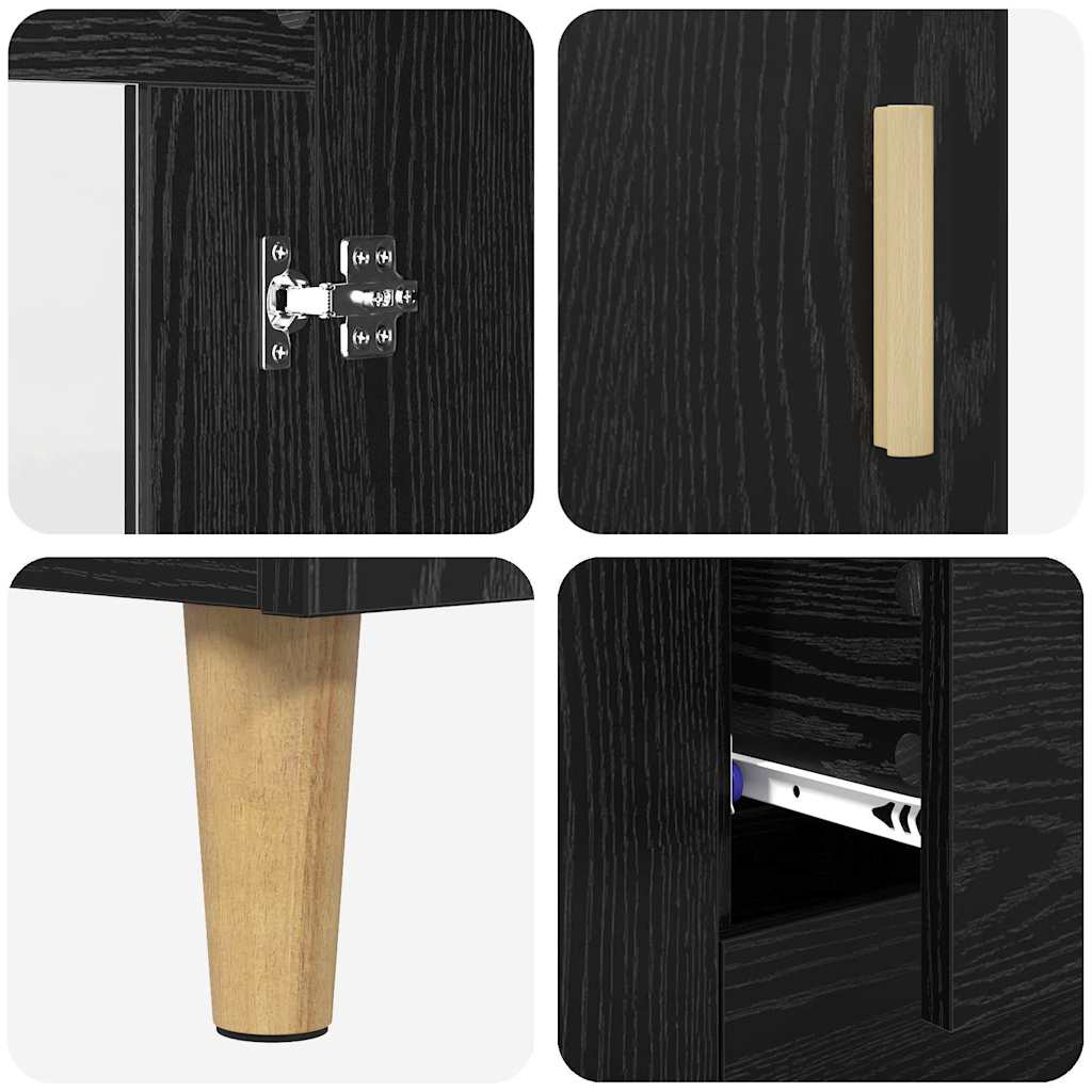 vidaXL Πλαϊνό γραφείο Μαύρη Οξυά 69,5 x 34 x 90 εκ. Επεξεργασμένο ξύλο