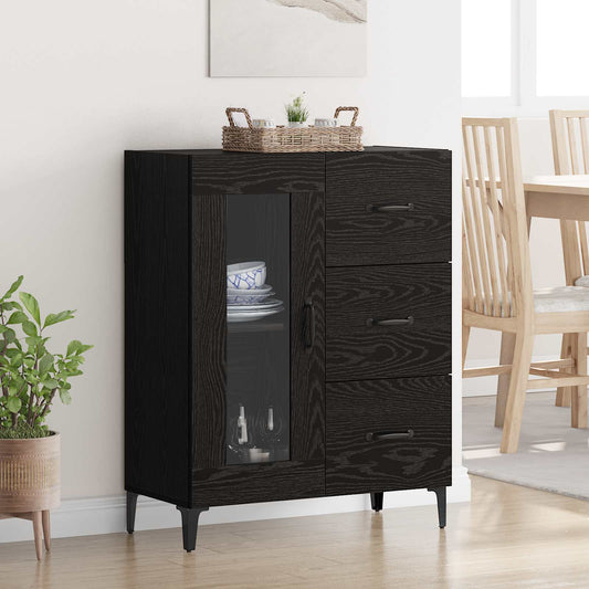 vidaXL Πλαϊνό γραφείο με συρτάρι Μαύρη Οξυά 69,5 x 34 x 90 εκ.