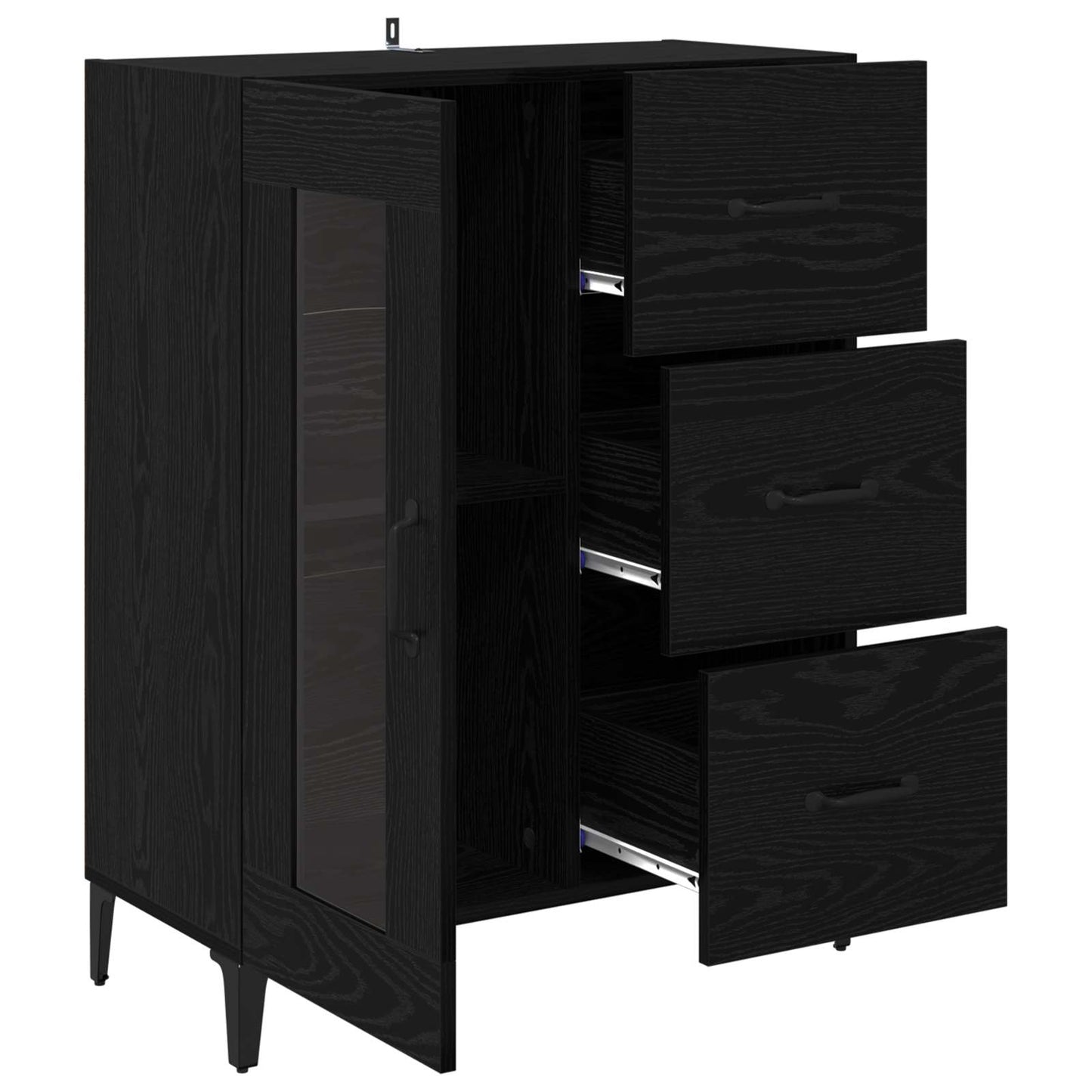 vidaXL Πλαϊνό γραφείο με συρτάρι Μαύρη Οξυά 69,5 x 34 x 90 εκ.