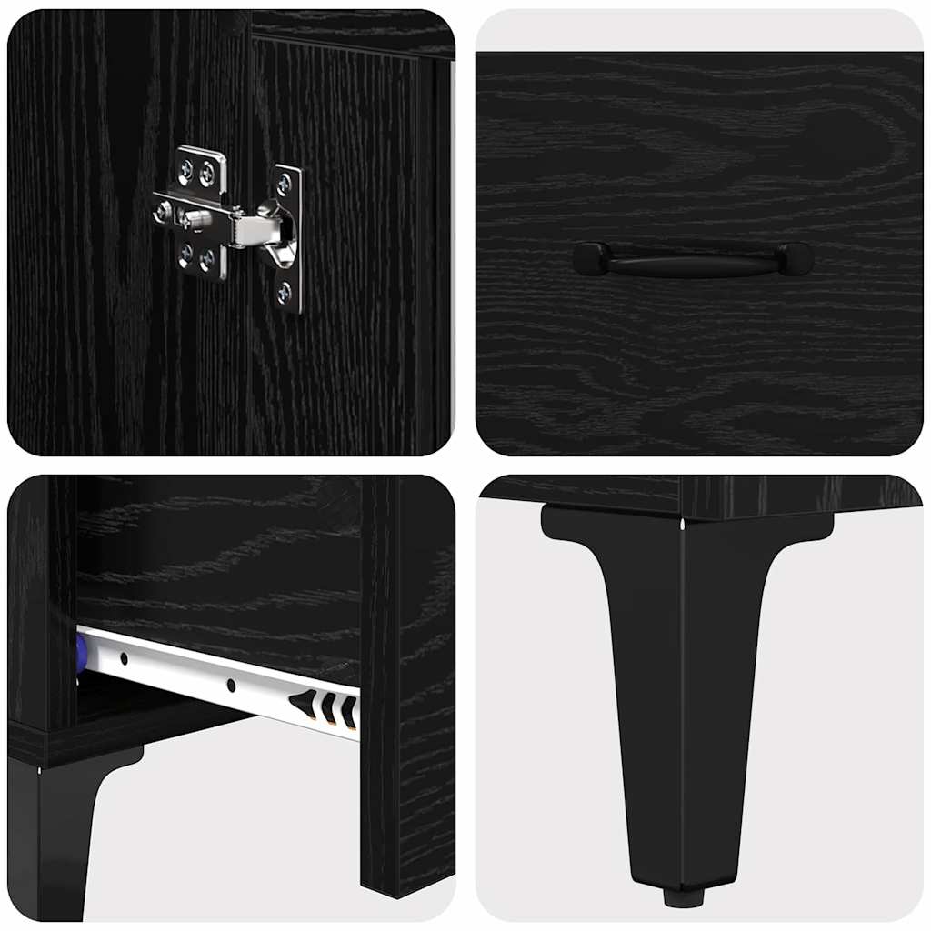 vidaXL Highboard με συρτάρι Μαύρη Οξυά 70 x 31 x 115 εκ