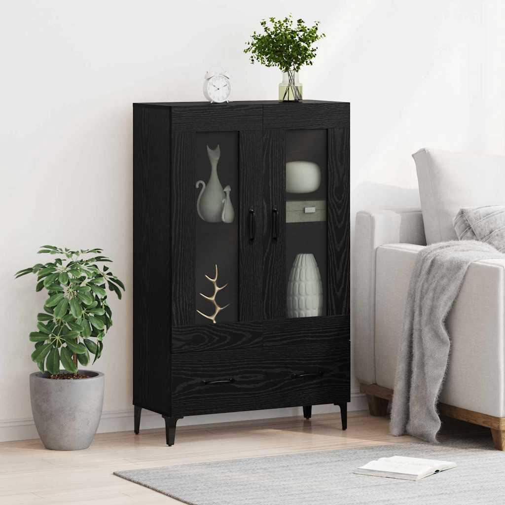 vidaXL Highboard με συρτάρι Μαύρη Οξυά 70 x 31 x 115 εκ