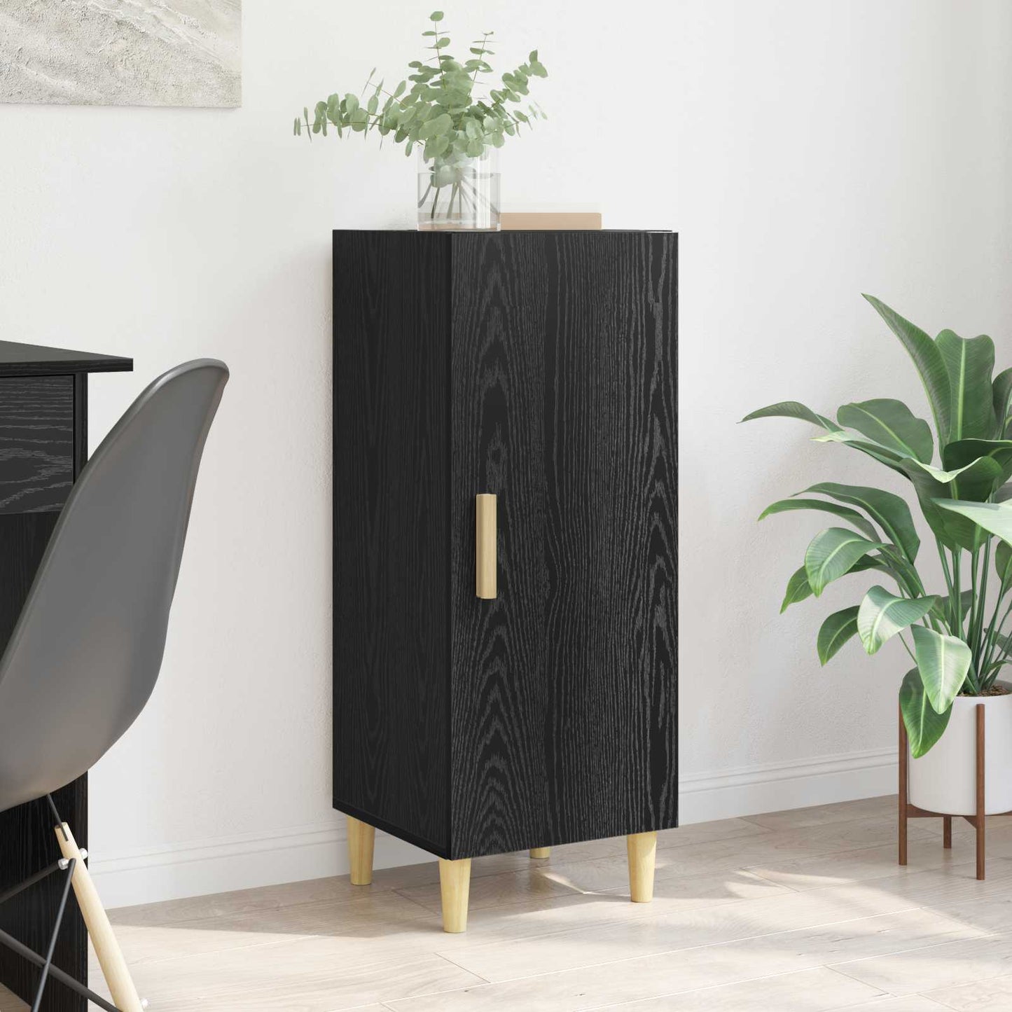 vidaXL Πλαϊνό γραφείο Μαύρη Οξυά 34,5 x 34 x 90 εκ. Επεξεργασμένο ξύλο
