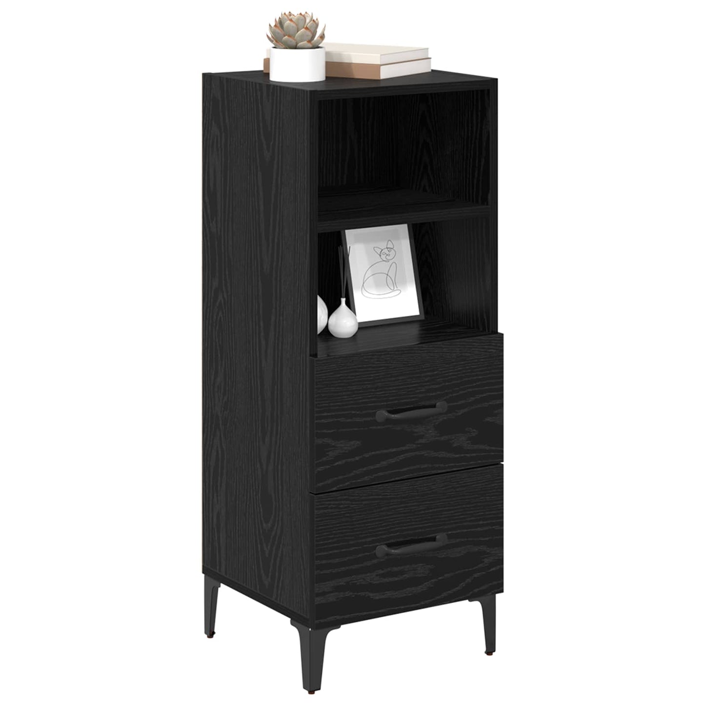 vidaXL Πλαϊνό γραφείο Μαύρη δρυς 34 x 34.5 x 90 εκ Επεξεργασμένο ξύλο