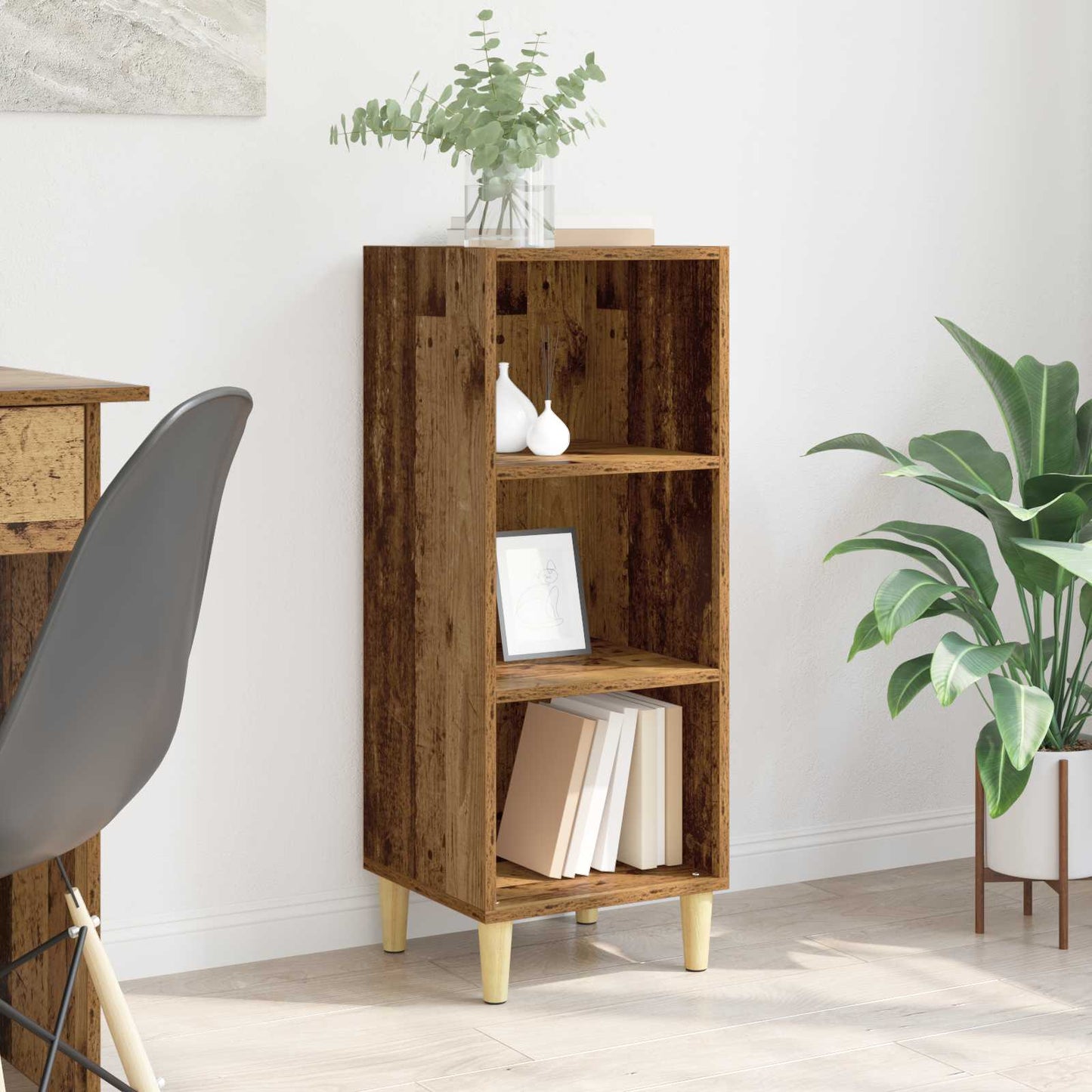 vidaXL Πλαϊνό γραφείο Παλιό ξύλο 34,5 x 32,5 x 90 εκ.