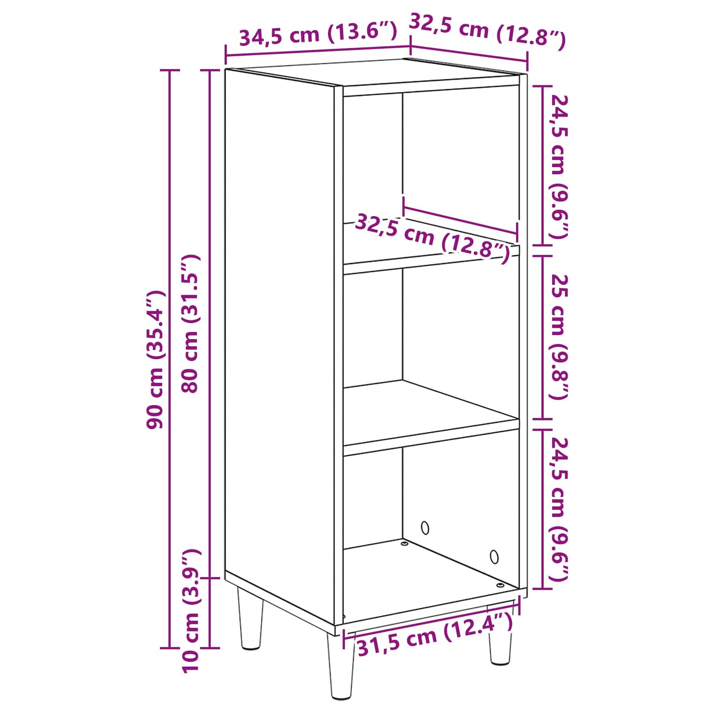 vidaXL Πλαϊνό γραφείο Artisan Oak 34,5 x 32,5 x 90 εκ.