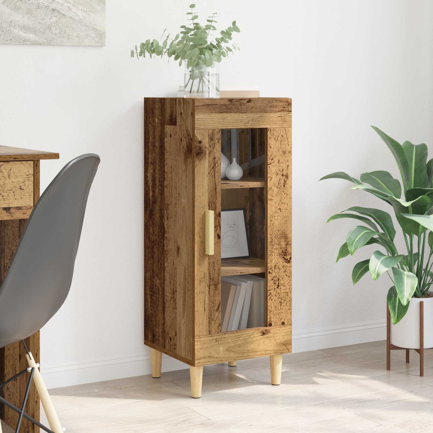 vidaXL Πλαϊνό γραφείο Παλιό ξύλο 34.5 x 32.5 x 90 εκ.