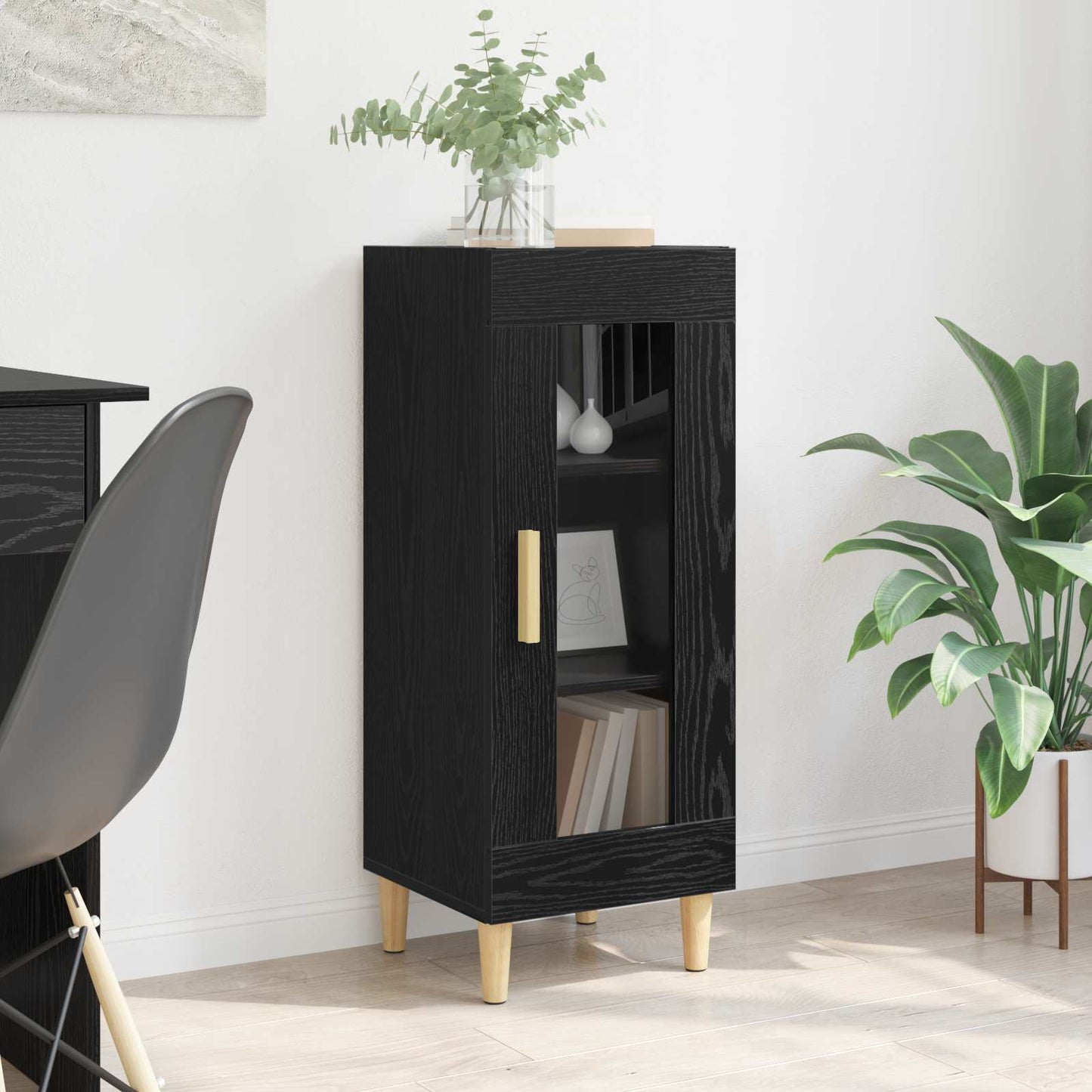 vidaXL Πλαϊνό γραφείο Μαύρη Οξυά 34.5 x 32.5 x 90 εκ.