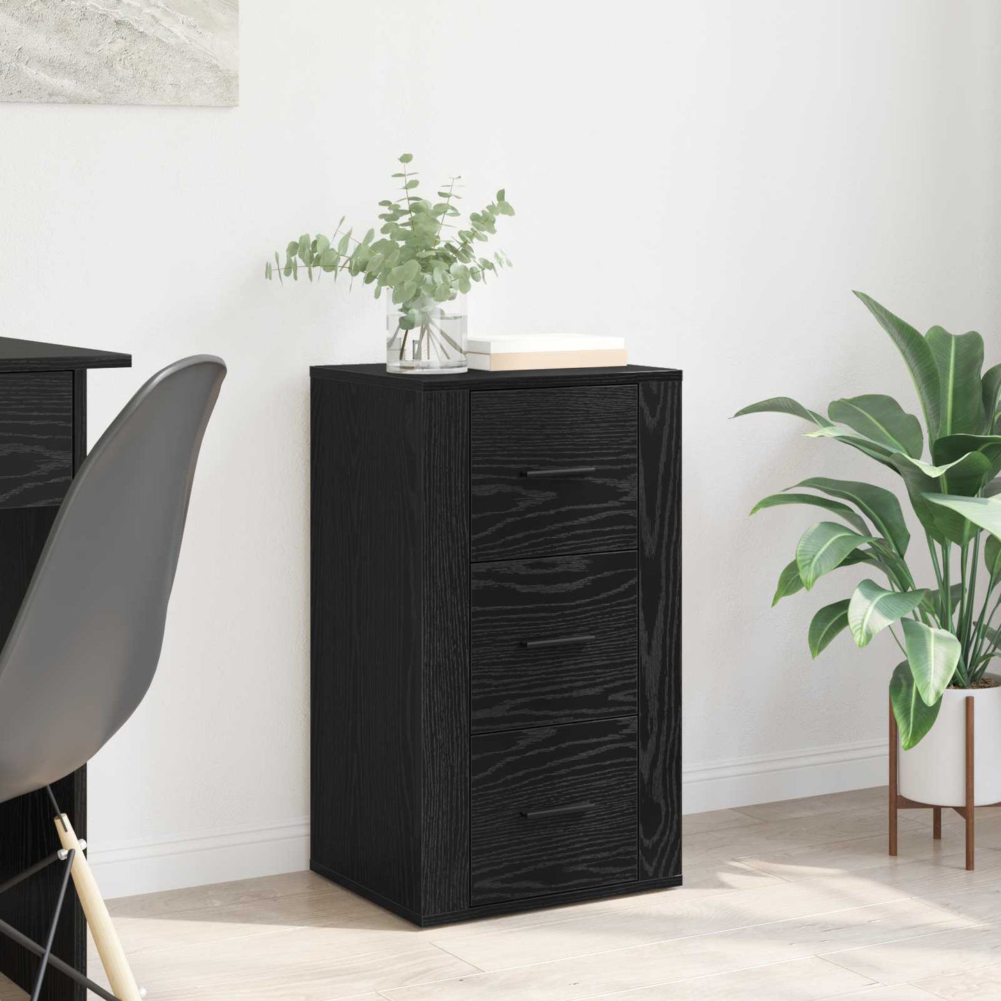 vidaXL Πλαϊνό γραφείο Μαύρη Οξυά 40 x 33 x 70 εκ. Επεξεργασμένο ξύλο