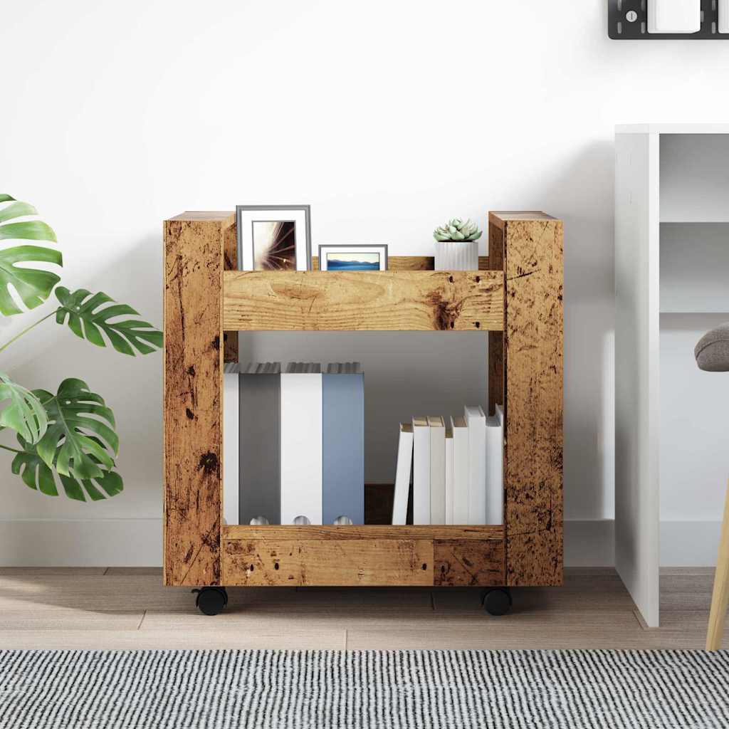 vidaXL Τροχήλατο Γραφείο Παλιό Ξύλο 60 x 45 x 60 εκ Επεξεργασμένο ξύλο