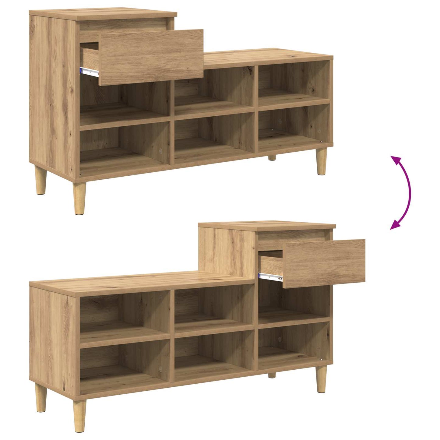 vidaXL Ντουλάπα Παπουτσιών με συρτάρι Artisan Oak 102 x 36 x 60 εκ.