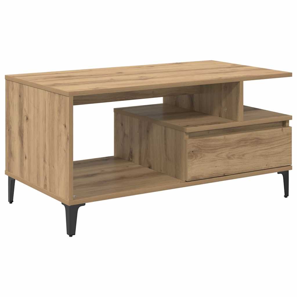 vidaXL Τραπεζάκι σαλονιού με συρτάρι Artisan Oak 90 x 49 x 45 εκ