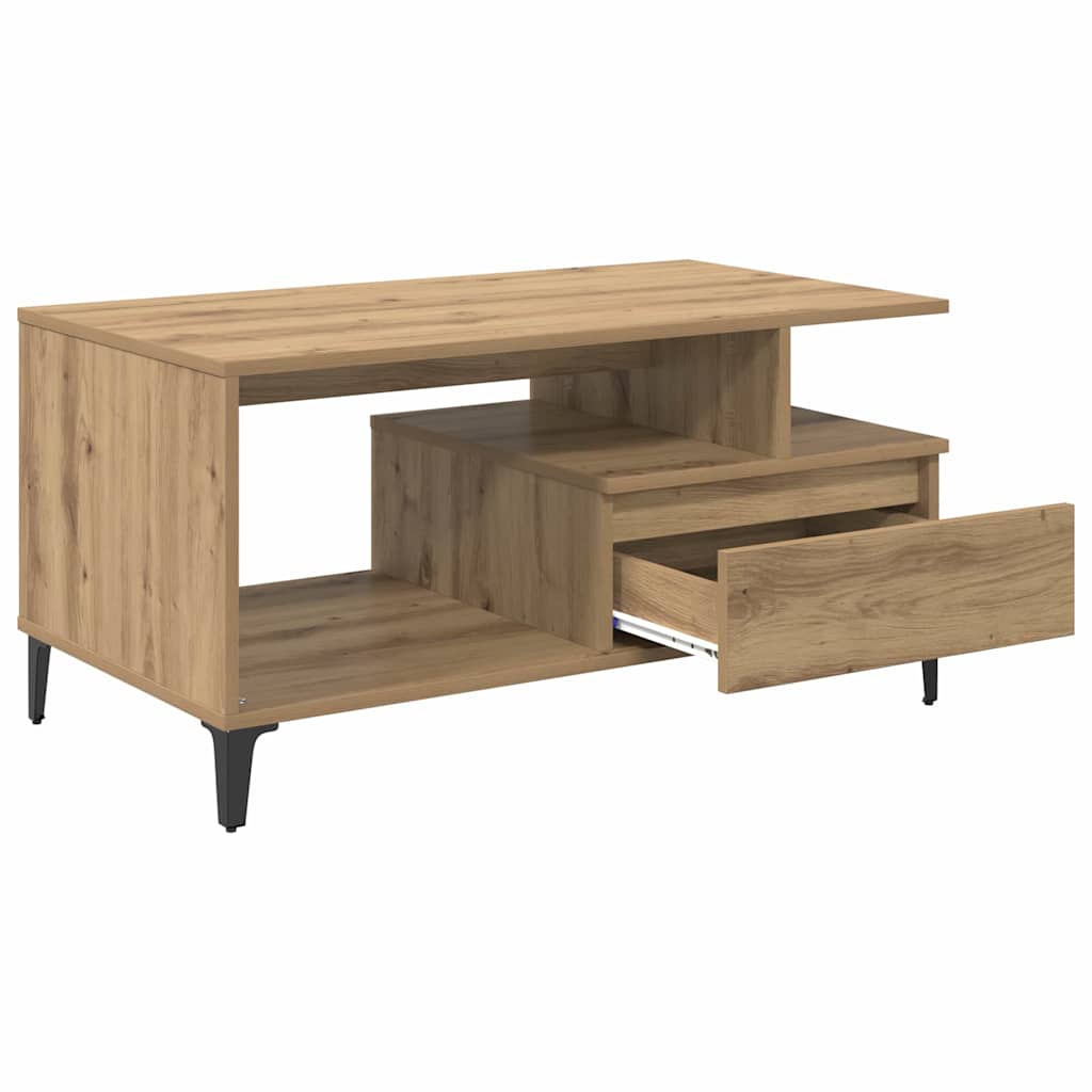 vidaXL Τραπεζάκι σαλονιού με συρτάρι Artisan Oak 90 x 49 x 45 εκ