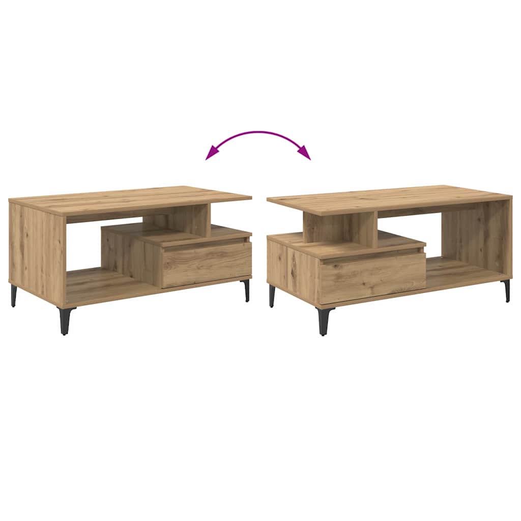 vidaXL Τραπεζάκι σαλονιού με συρτάρι Artisan Oak 90 x 49 x 45 εκ