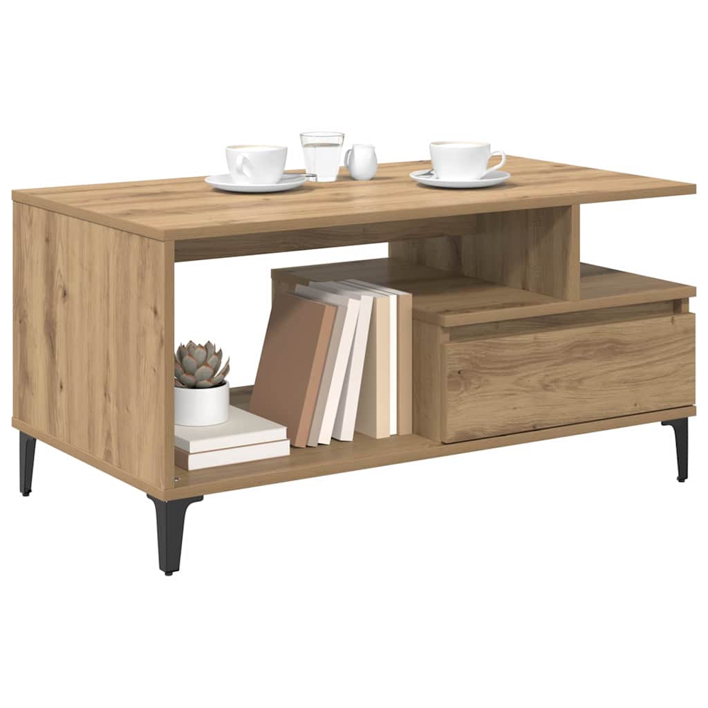 vidaXL Τραπεζάκι σαλονιού με συρτάρι Artisan Oak 90 x 49 x 45 εκ