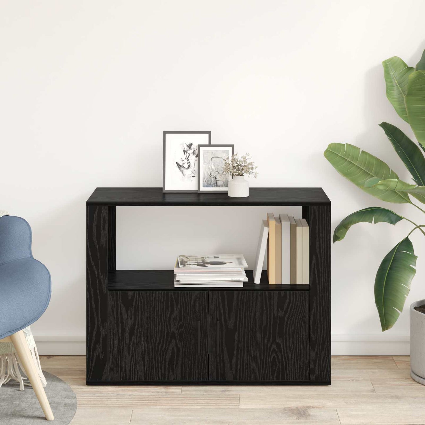 vidaXL Πλαϊνό γραφείο Μαύρη δρυς 80 x 30 x 60 cm Επεξεργασμένο ξύλο