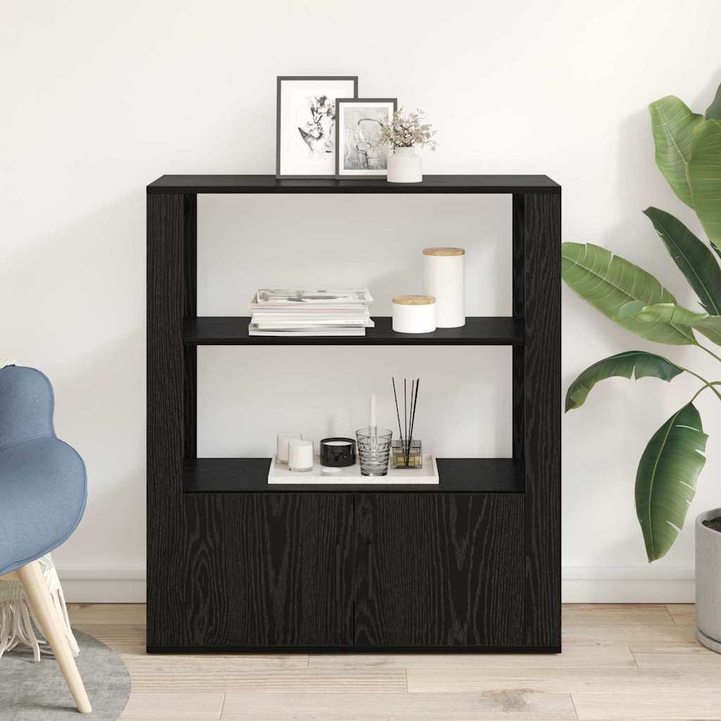 vidaXL Πλαϊνό γραφείο Μαύρη δρυς 30 x 80 x 90 εκ Επεξεργασμένο ξύλο