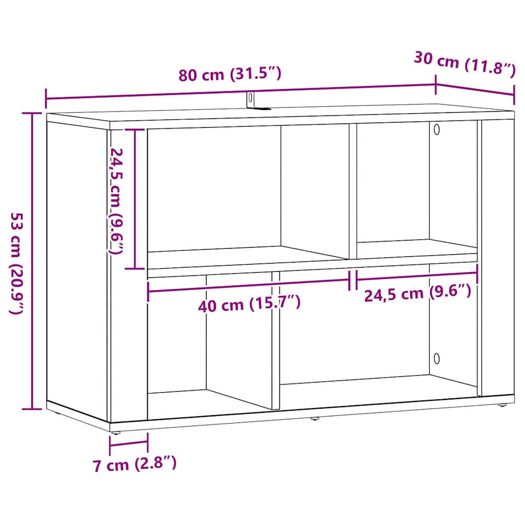 vidaXL Πλαϊνό γραφείο Artisan Oak 80 x 30 x 53 εκ. Επεξεργασμένο ξύλο