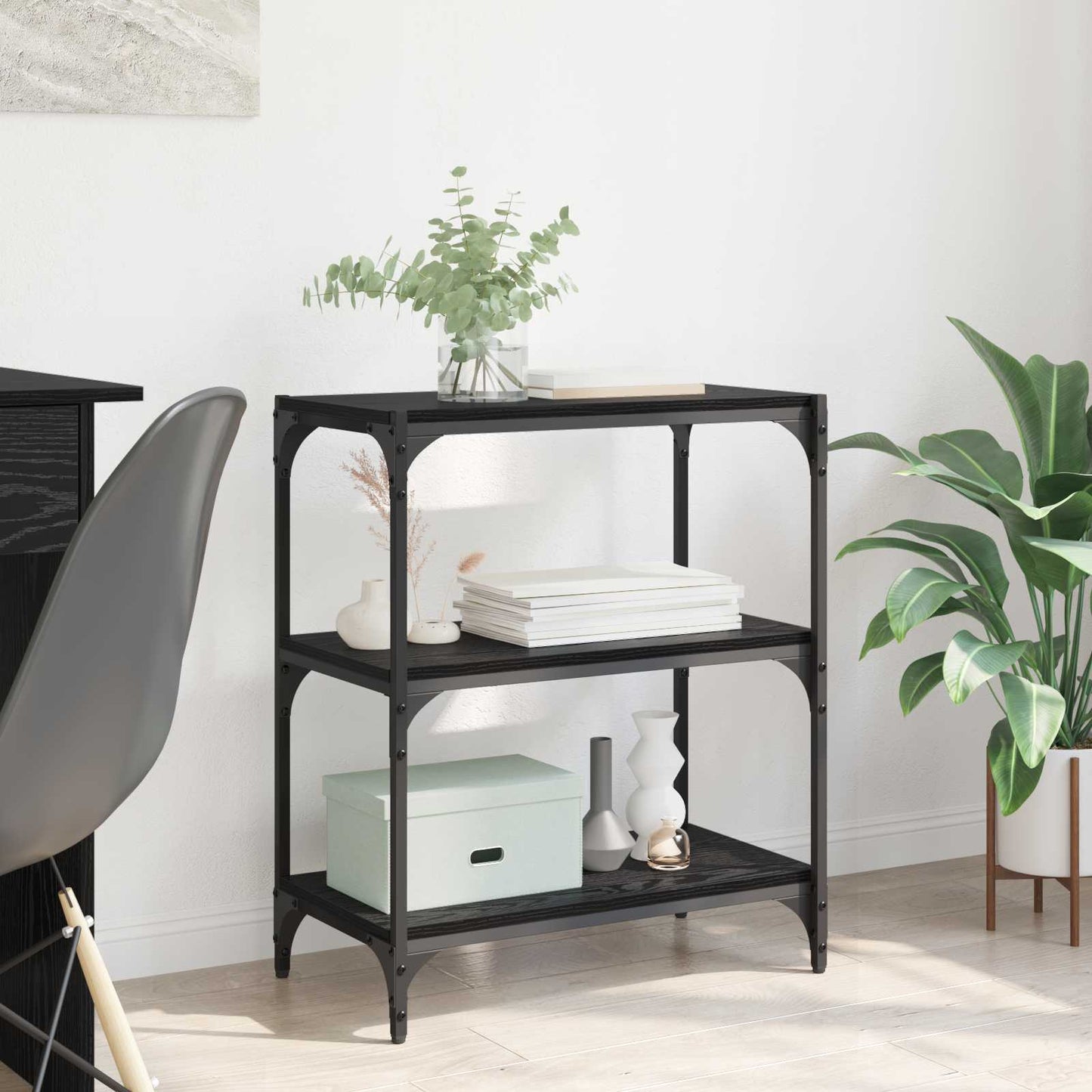 vidaXL Βιβλιοθήκη Μαύρη δρυς 60 x 33 x 70,5 εκ.