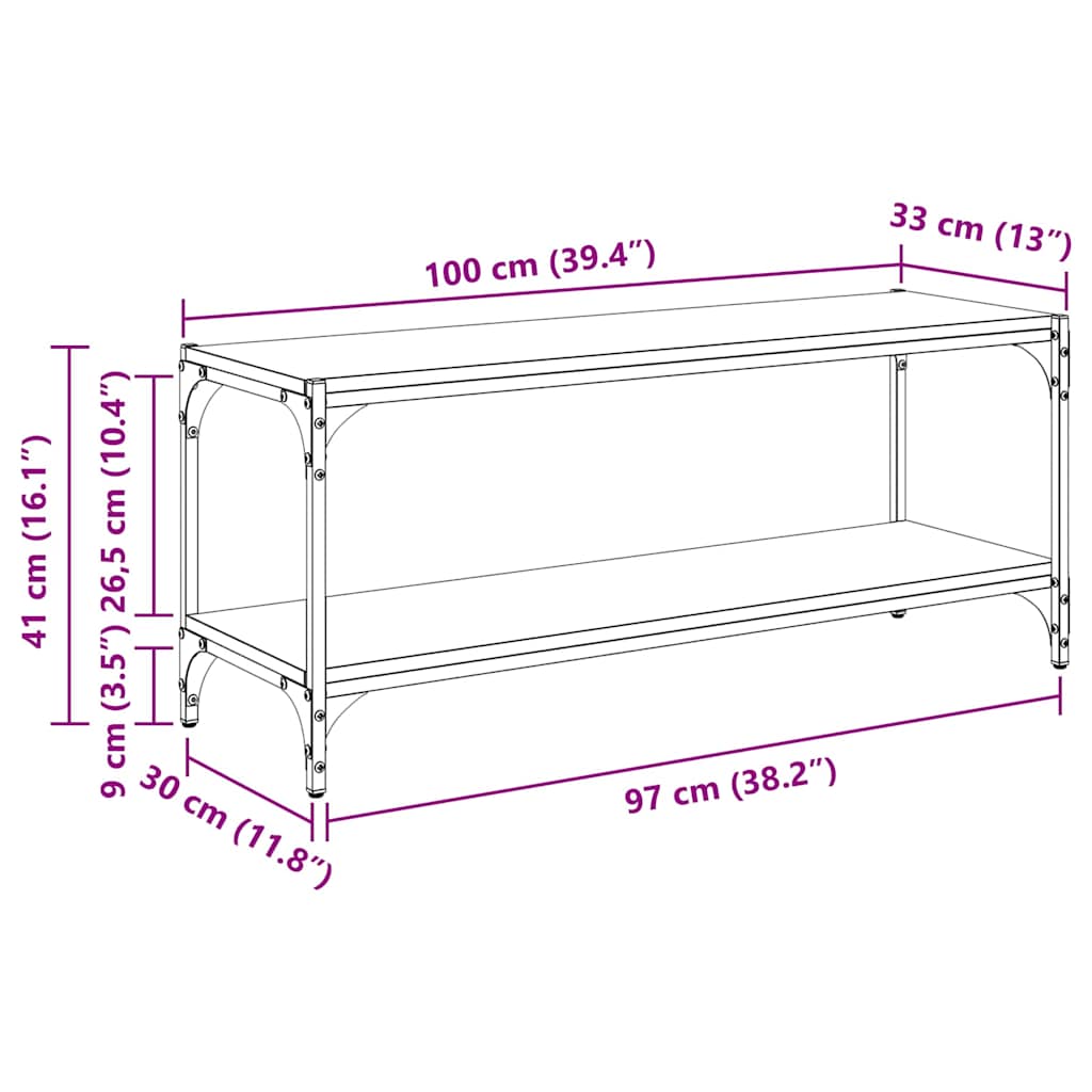 vidaXL Ντουλάπι TV Μαύρη Οξυά 100x33x41εκ.
