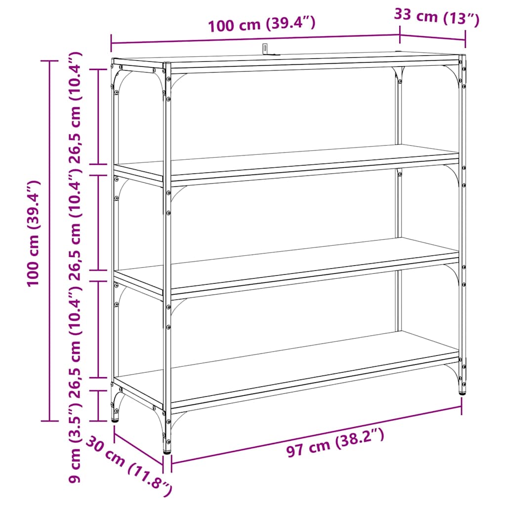 vidaXL Βιβλιοθήκη Παλιό Ξύλο 100 x 33 x 100 εκ.