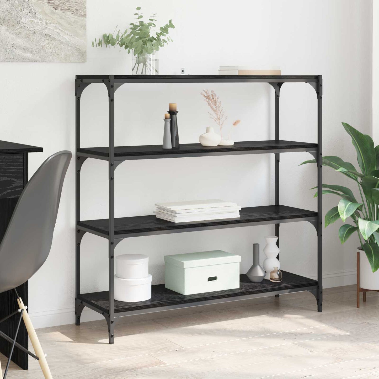 vidaXL Βιβλιοθήκη Μαύρη Οξυά 100 x 33 x 100 εκ.