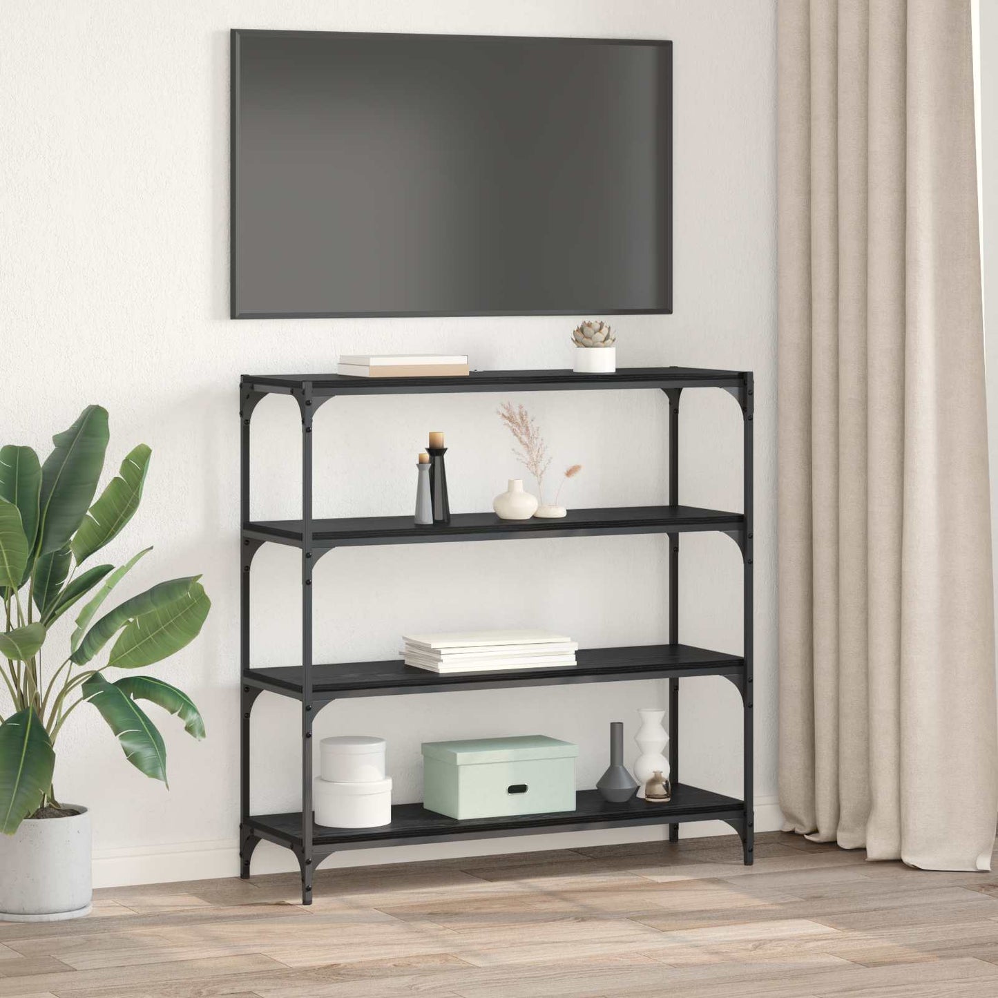 vidaXL Βιβλιοθήκη Μαύρη Οξυά 100 x 33 x 100 εκ.