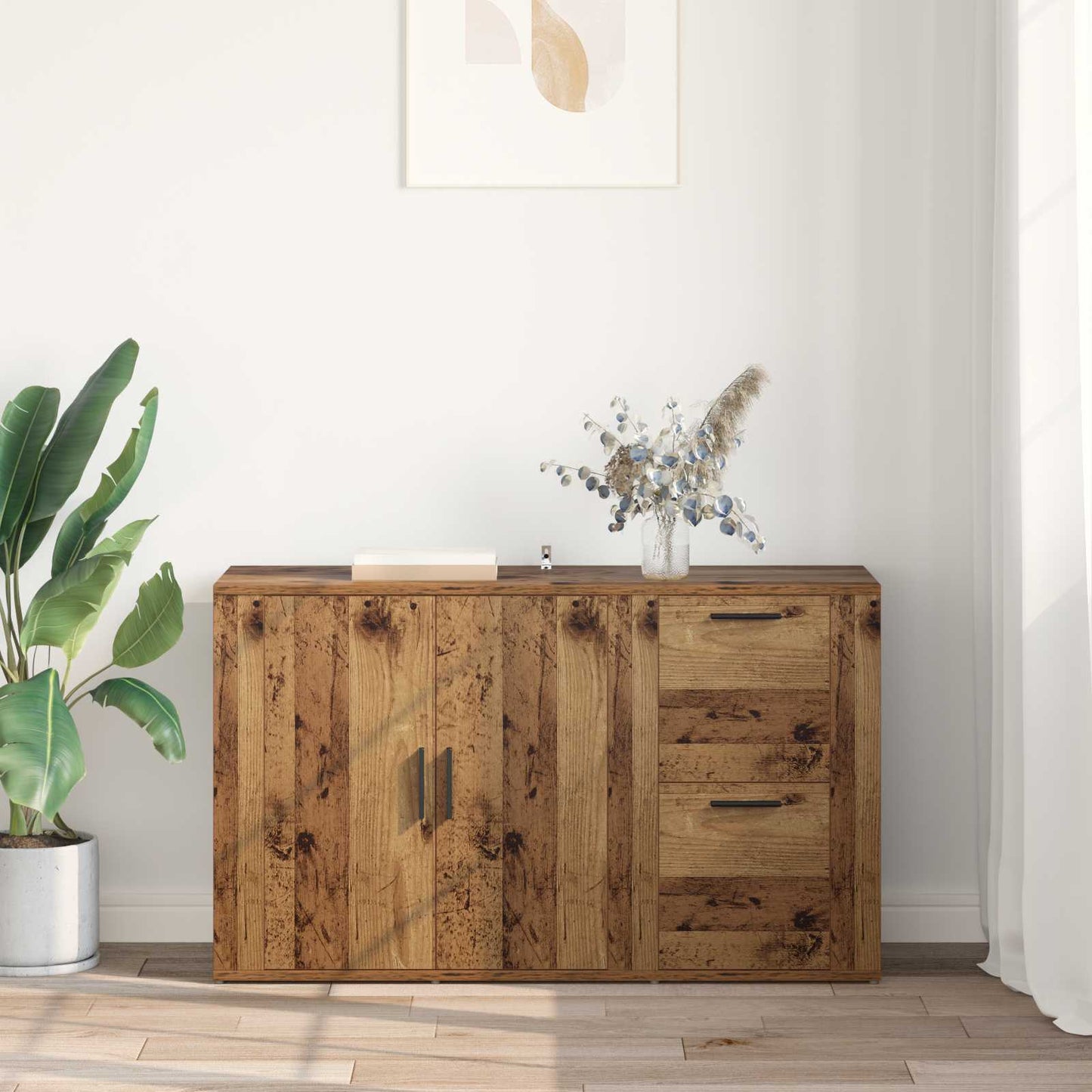vidaXL Πλαϊνό γραφείο με συρτάρι Παλιό ξύλο 100 x 33 x 59.5 εκ.