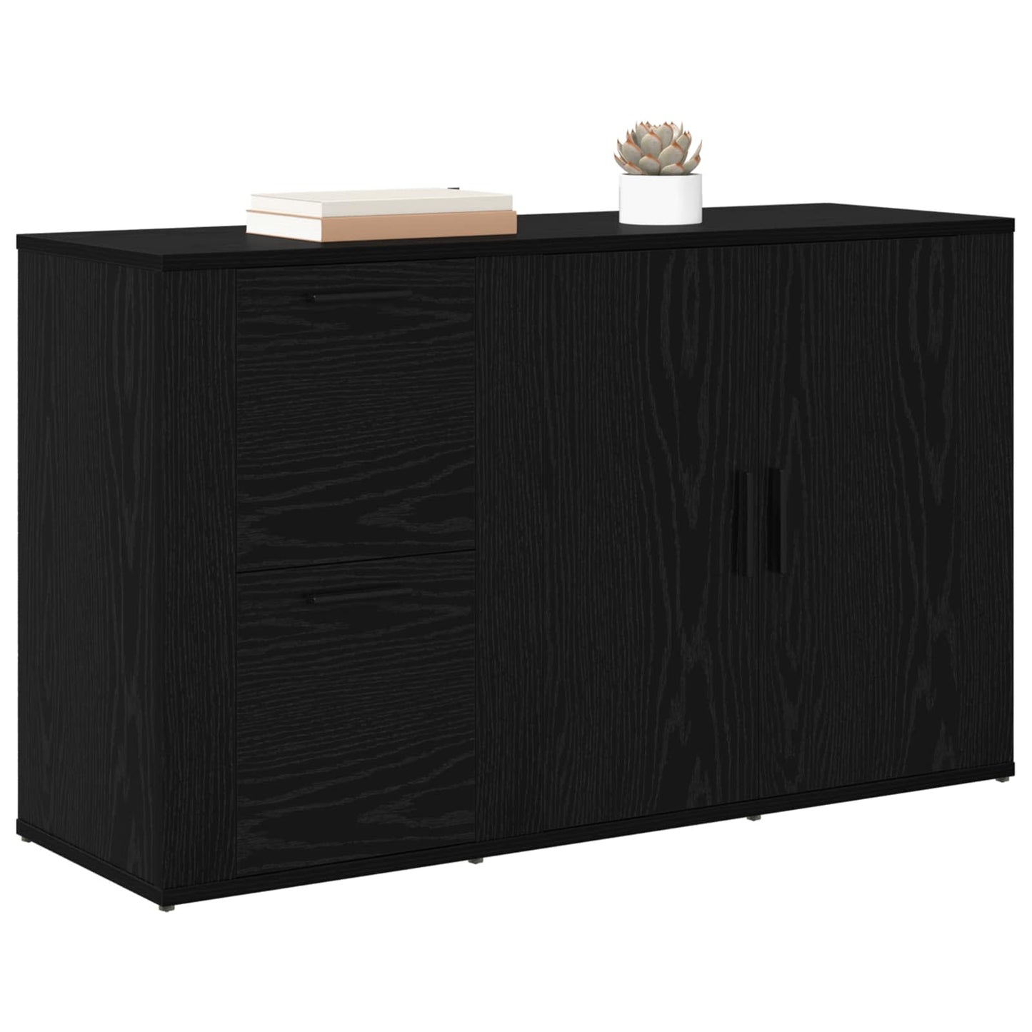 vidaXL Πλαϊνό γραφείο με συρτάρι Μαύρη Οξυά 100 x 33 x 59.5 εκ.
