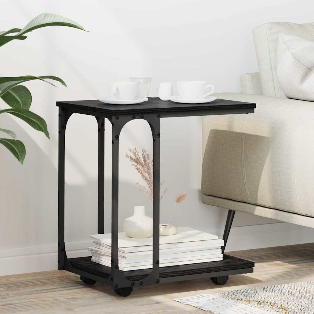 vidaXL Τραπεζάκι Πλευράς με ράφι Μαύρη Οξυά 50 x 35 x 55.5 εκ.