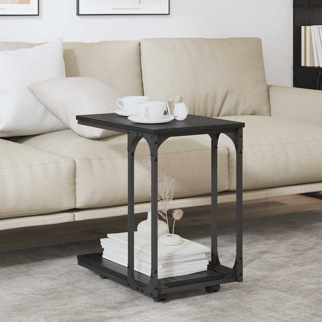vidaXL Τραπεζάκι Πλευράς με ράφι Μαύρη Οξυά 50 x 35 x 55.5 εκ.